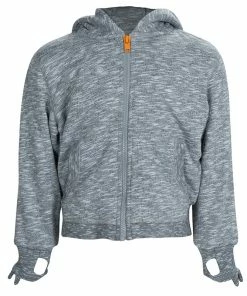 Cheap 🤩 Stella McCartney Kids Grey Slub Knit Bear Hood Detail Zip Front Jacket 4 Yrs For Kids ✔️