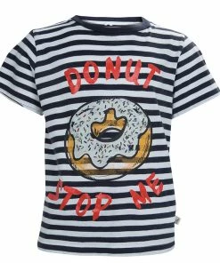 Hot Sale ❤️ Stella McCartney Kids Striped Jersey Donut Print Crew Neck T-Shirt 6 Yrs For Kids ✨