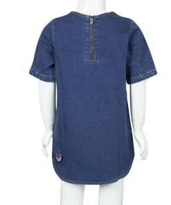 Deals 🛒 Stella McCartney Kids Indigo Denim Superhero Applique Detail Short Sleeve 👗 Dress 5 Yrs For Kids 😀 -Stella McCartney Shop luxury kids stella mccartney used girls clothing p103132 0003