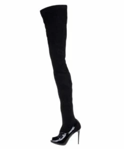 Buy ✔️ Stella McCartney Black Patent Leather And Suede Over The Knee 🥾 Boots Size 37.5 For Men 😍 -Stella McCartney Shop luxury men stella mccartney new shoes p12728 002