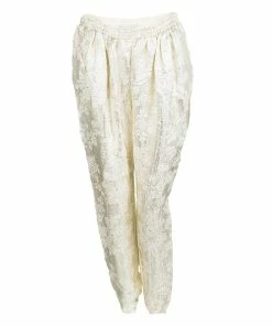 Cheapest 😀 Stella McCartney Cream Silk Floral Lurex Jacquard Christine Pants M For 👩 Women 💯