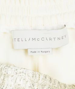 Cheapest 😀 Stella McCartney Cream Silk Floral Lurex Jacquard Christine Pants M For 👩 Women 💯 -Stella McCartney Shop luxury women stella mccartney new clothes p101958 0005