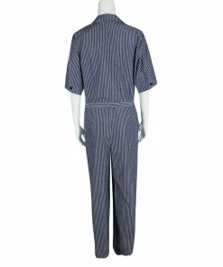 Brand new ⌛ Stella McCartney Navy Blue Striped Cotton Belted Jumpsuit M For 👩 Women ⌛ -Stella McCartney Shop luxury women stella mccartney new clothes p124618 003
