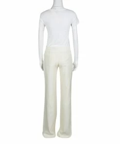 Promo 🔥 Stella McCartney Cream Wool Mohair Wide Leg Alberta Trousers S For 👩 Women 🌟 -Stella McCartney Shop luxury women stella mccartney new clothes p133836 003