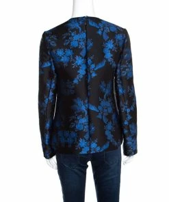 Cheap ✔️ Stella McCartney Black And Blue Floral Jacquard Long Sleeve Top S For 👩 Women 😉 -Stella McCartney Shop luxury women stella mccartney new clothes p158774 0003