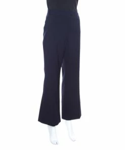 Outlet 🔥 Stella McCartney Navy Blue Wool Cropped Eden Kick Pants L For 👩 Women 😉 -Stella McCartney Shop luxury women stella mccartney new clothes p164602 002