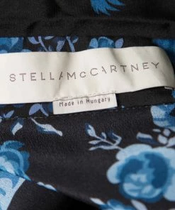 Cheapest 😀 Stella McCartney Black And Blue Floral Printed Silk Belted Natalia Jumpsuit M For 👩 Women ✔️ -Stella McCartney Shop luxury women stella mccartney new clothes p164632 006