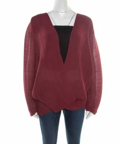 Buy 💯 Stella McCartney Bordeaux Plisse Wrap Top S For 👩 Women ⌛