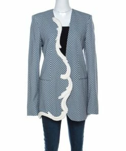 Cheapest 😍 Stella McCartney Blue & White Print Heavy Applique Detail Oversized Blazer M For 👩 Women 🎉