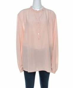 Best Pirce ⭐ Stella McCartney Pale Pink Silk Full Sleeve Rose Eva 👚 Shirt XL For 👩 Women ✔️