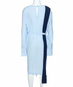 Best Sale 👍 Stella McCartney Blue Colourblock Silk Belted 👗 Dress M For 👩 Women 😀 -Stella McCartney Shop luxury women stella mccartney new clothes p254745 002