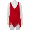 Coupon 😉 Stella McCartney Red Crepe Sleeveless Fringed Top S For 👩 Women 😍 -Stella McCartney Shop luxury women stella mccartney new clothes p455129 002