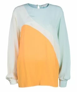 Cheapest 🔥 Stella McCartney Colorblock Chiffon Top L For 👩 Women 🛒