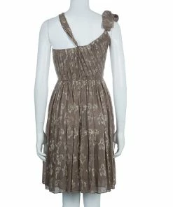 New 😉 Stella McCartney Brown Lurex Infused Crinkled Silk Cocktail 👗 Dress S For 👩 Women 💯 -Stella McCartney Shop luxury women stella mccartney new clothes p56757 003