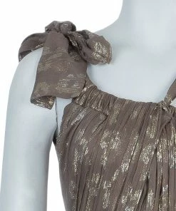 New 😉 Stella McCartney Brown Lurex Infused Crinkled Silk Cocktail 👗 Dress S For 👩 Women 💯 -Stella McCartney Shop luxury women stella mccartney new clothes p56757 005