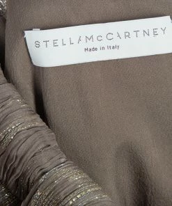 New 😉 Stella McCartney Brown Lurex Infused Crinkled Silk Cocktail 👗 Dress S For 👩 Women 💯 -Stella McCartney Shop luxury women stella mccartney new clothes p56757 009