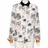 Buy 🎉 Stella McCartney Multicolored Cat Print Silk Wilson 👚 Shirt M For 👩 Women 👏 -Stella McCartney Shop luxury women stella mccartney new clothes p584657 006