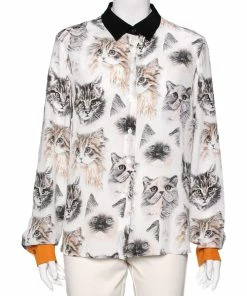 Buy 🎉 Stella McCartney Multicolored Cat Print Silk Wilson 👚 Shirt M For 👩 Women 👏