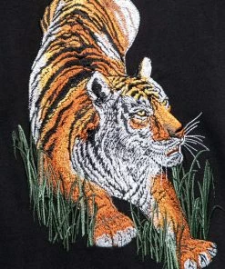 Best Pirce 🎉 Stella McCartney Black Cotton Tiger Embroidered Short Sleeve T-Shirt M For 👩 Women 😉 -Stella McCartney Shop luxury women stella mccartney new clothes p644174 007