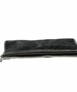 Best Pirce 🤩 Stella McCartney Black Faux Leather Falabella Fold Over Clutch For 👩 Women 👏 -Stella McCartney Shop luxury women stella mccartney new handbags p100940 0006