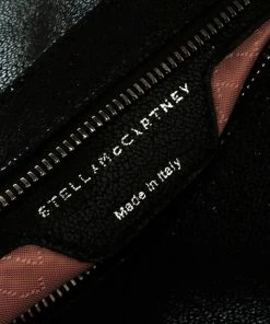 Best Pirce 🤩 Stella McCartney Black Faux Leather Falabella Fold Over Clutch For 👩 Women 👏 -Stella McCartney Shop luxury women stella mccartney new handbags p100940 0008