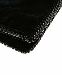 Best Pirce 🤩 Stella McCartney Black Faux Leather Falabella Fold Over Clutch For 👩 Women 👏 -Stella McCartney Shop luxury women stella mccartney new handbags p100940 0010
