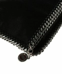 Best Pirce 🤩 Stella McCartney Black Faux Leather Falabella Fold Over Clutch For 👩 Women 👏 -Stella McCartney Shop luxury women stella mccartney new handbags p100940 0011