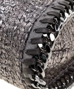 Discount ❤️ Stella McCartney Metallic Silver Boucle Fabric Small Falabella Tote For 👩 Women 🤩 -Stella McCartney Shop luxury women stella mccartney new handbags p114979 011