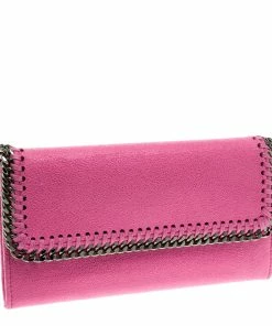 Cheap 🔥 Stella McCartney Pink Faux Suede Falabella Flap Wallet For 👩 Women 😀 -Stella McCartney Shop luxury women stella mccartney new handbags p115051 003