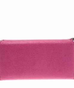 Cheap 🔥 Stella McCartney Pink Faux Suede Falabella Flap Wallet For 👩 Women 😀 -Stella McCartney Shop luxury women stella mccartney new handbags p115051 004