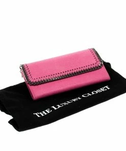 Cheap 🔥 Stella McCartney Pink Faux Suede Falabella Flap Wallet For 👩 Women 😀 -Stella McCartney Shop luxury women stella mccartney new handbags p115051 008