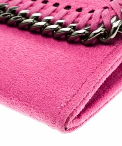Cheap 🔥 Stella McCartney Pink Faux Suede Falabella Flap Wallet For 👩 Women 😀 -Stella McCartney Shop luxury women stella mccartney new handbags p115051 010