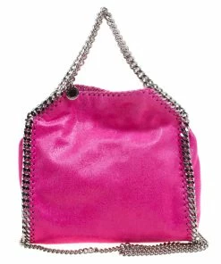Discount ❤️ Stella McCartney Metallic Pink Faux Leather Mini Falabella Tote For 👩 Women 🎉