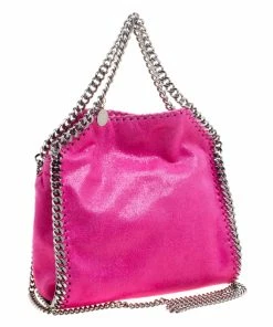 Discount ❤️ Stella McCartney Metallic Pink Faux Leather Mini Falabella Tote For 👩 Women 🎉 -Stella McCartney Shop luxury women stella mccartney new handbags p115080 0003