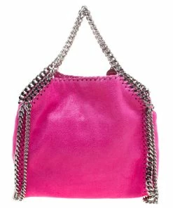 Discount ❤️ Stella McCartney Metallic Pink Faux Leather Mini Falabella Tote For 👩 Women 🎉 -Stella McCartney Shop luxury women stella mccartney new handbags p115080 0005