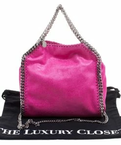 Discount ❤️ Stella McCartney Metallic Pink Faux Leather Mini Falabella Tote For 👩 Women 🎉 -Stella McCartney Shop luxury women stella mccartney new handbags p115080 0010
