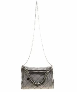 Cheapest ✔️ Stella McCartney Light Grey Quilted Faux Suede Mini Falabella Tote For 👩 Women 😍 -Stella McCartney Shop luxury women stella mccartney new handbags p132952 003