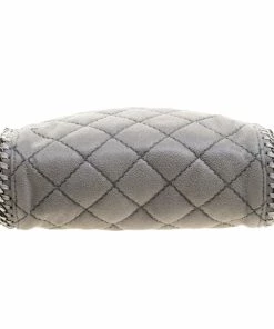 Cheapest ✔️ Stella McCartney Light Grey Quilted Faux Suede Mini Falabella Tote For 👩 Women 😍 -Stella McCartney Shop luxury women stella mccartney new handbags p132952 007