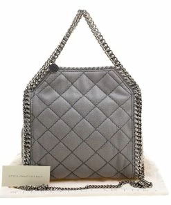 Cheapest ✔️ Stella McCartney Light Grey Quilted Faux Suede Mini Falabella Tote For 👩 Women 😍 -Stella McCartney Shop luxury women stella mccartney new handbags p132952 010