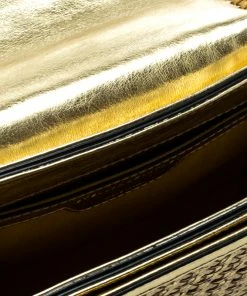 Best Sale 🧨 Stella McCartney Metallic Gold Wicker Faux Leather Medium Falabella Box Shoulder Bag For 👩 Women 😉 -Stella McCartney Shop luxury women stella mccartney new handbags p168006 003