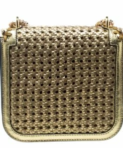 Best Sale 🧨 Stella McCartney Metallic Gold Wicker Faux Leather Medium Falabella Box Shoulder Bag For 👩 Women 😉 -Stella McCartney Shop luxury women stella mccartney new handbags p168006 007