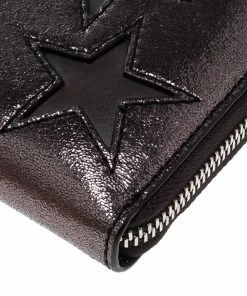 New 🧨 Stella McCartney Metallic Black Faux Leather Stars Zip Around Wallet For 👩 Women 🔔 -Stella McCartney Shop luxury women stella mccartney new handbags p169025 003