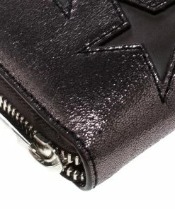 New 🧨 Stella McCartney Metallic Black Faux Leather Stars Zip Around Wallet For 👩 Women 🔔 -Stella McCartney Shop luxury women stella mccartney new handbags p169025 004