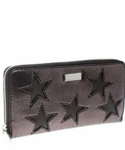 New 🧨 Stella McCartney Metallic Black Faux Leather Stars Zip Around Wallet For 👩 Women 🔔 -Stella McCartney Shop luxury women stella mccartney new handbags p169025 007