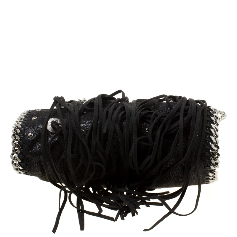 Brand new 🌟 Stella McCartney Black Faux Leather Mini Falabella Conchos Fringe Tote For 👩 Women 😀 9 Brand new 🌟 Stella McCartney Black Faux Leather Mini Falabella Conchos Fringe Tote For 👩 Women 😀 - Image 7