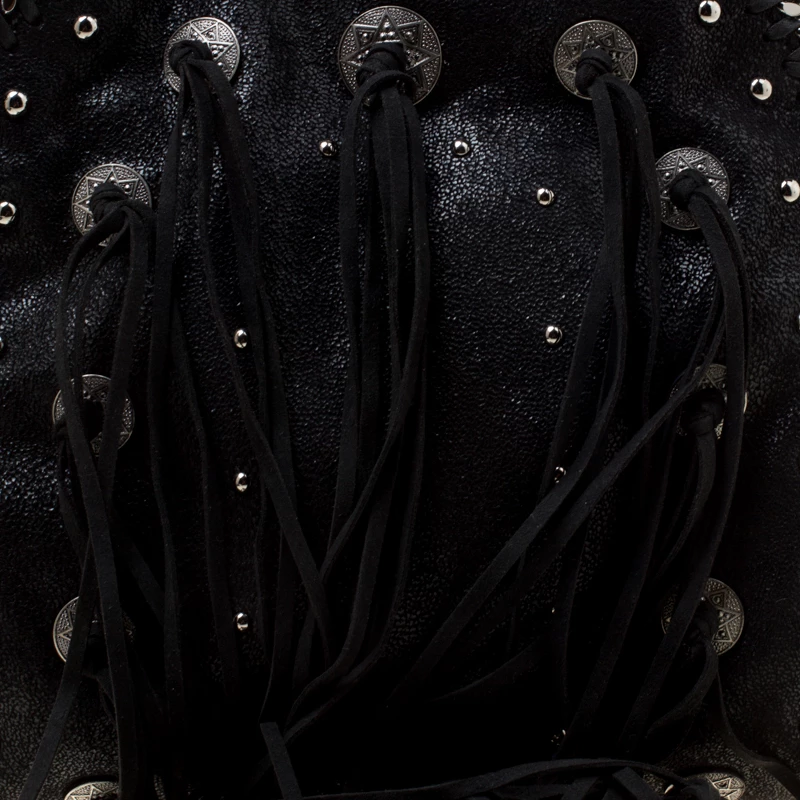 Brand new 🌟 Stella McCartney Black Faux Leather Mini Falabella Conchos Fringe Tote For 👩 Women 😀 8 Brand new 🌟 Stella McCartney Black Faux Leather Mini Falabella Conchos Fringe Tote For 👩 Women 😀 - Image 6
