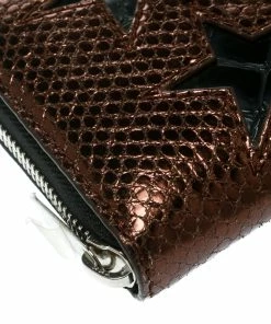 Budget 🔔 Stella McCartney Metallic Brown Faux Leather Stars Zip Around Wallet For 👩 Women ⭐ -Stella McCartney Shop luxury women stella mccartney new handbags p176433 004