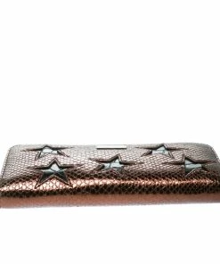 Budget 🔔 Stella McCartney Metallic Brown Faux Leather Stars Zip Around Wallet For 👩 Women ⭐ -Stella McCartney Shop luxury women stella mccartney new handbags p176433 005