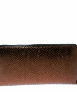 Budget 🔔 Stella McCartney Metallic Brown Faux Leather Stars Zip Around Wallet For 👩 Women ⭐ -Stella McCartney Shop luxury women stella mccartney new handbags p176433 006
