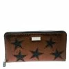 Budget 🔔 Stella McCartney Metallic Brown Faux Leather Stars Zip Around Wallet For 👩 Women ⭐ -Stella McCartney Shop luxury women stella mccartney new handbags p176433 009